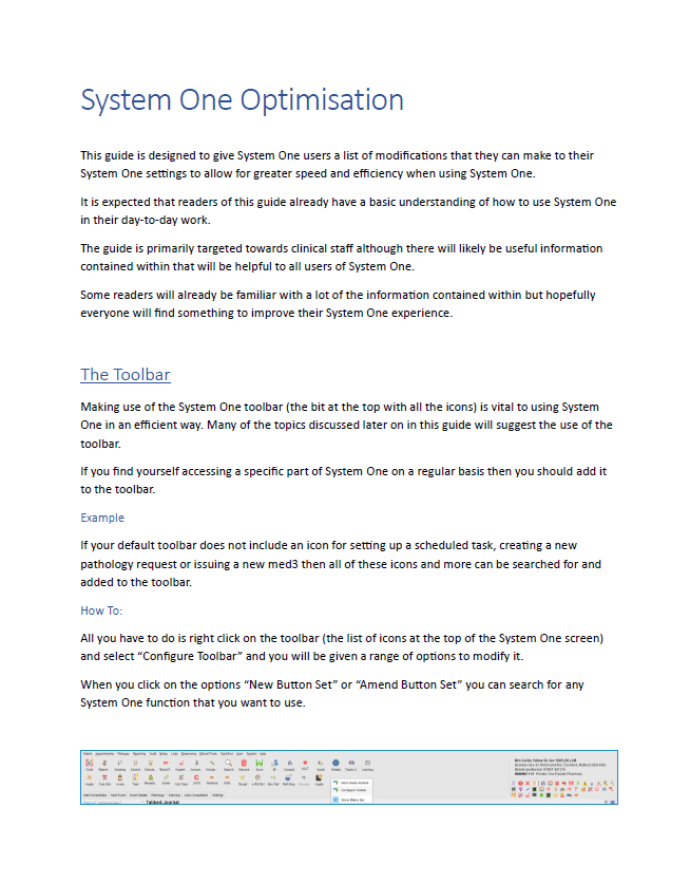 System One Optimisation